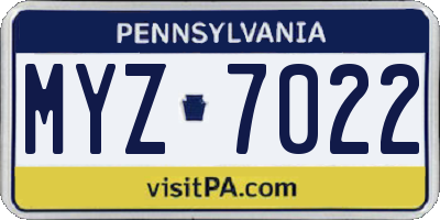 PA license plate MYZ7022