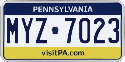 PA license plate MYZ7023