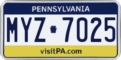PA license plate MYZ7025