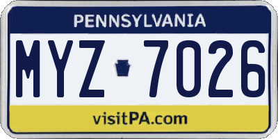 PA license plate MYZ7026