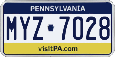 PA license plate MYZ7028