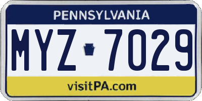 PA license plate MYZ7029