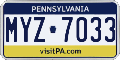 PA license plate MYZ7033
