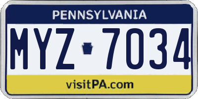 PA license plate MYZ7034