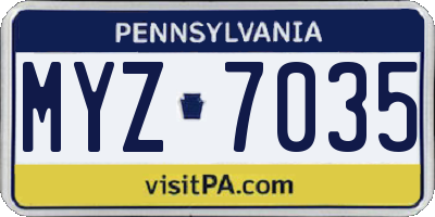 PA license plate MYZ7035