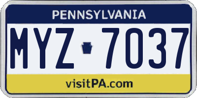 PA license plate MYZ7037