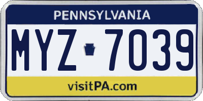 PA license plate MYZ7039