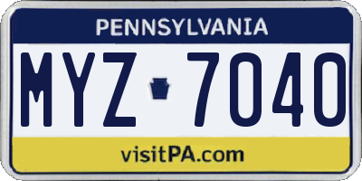 PA license plate MYZ7040
