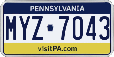 PA license plate MYZ7043