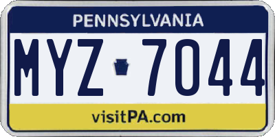 PA license plate MYZ7044