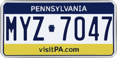 PA license plate MYZ7047