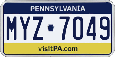 PA license plate MYZ7049