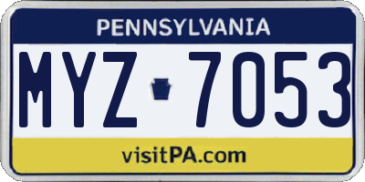PA license plate MYZ7053