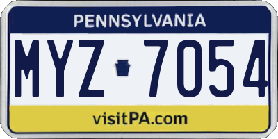 PA license plate MYZ7054