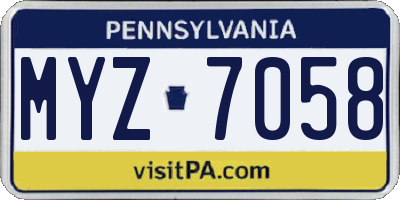 PA license plate MYZ7058