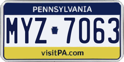 PA license plate MYZ7063