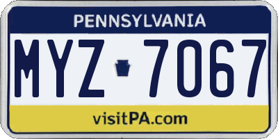 PA license plate MYZ7067