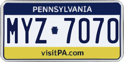 PA license plate MYZ7070