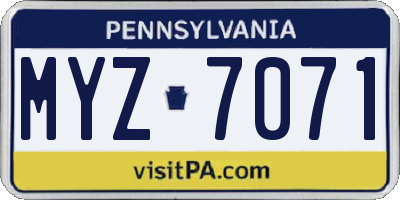 PA license plate MYZ7071