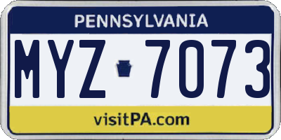 PA license plate MYZ7073