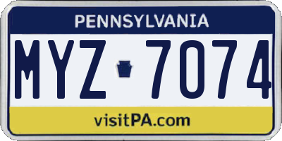PA license plate MYZ7074