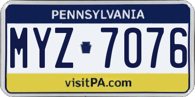 PA license plate MYZ7076
