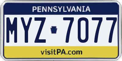 PA license plate MYZ7077