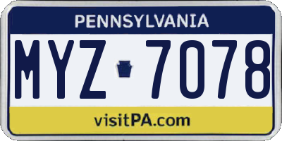 PA license plate MYZ7078