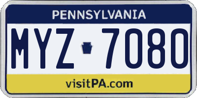 PA license plate MYZ7080