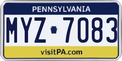 PA license plate MYZ7083