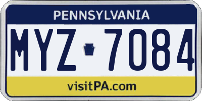 PA license plate MYZ7084