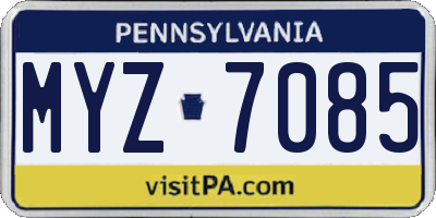 PA license plate MYZ7085