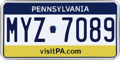 PA license plate MYZ7089