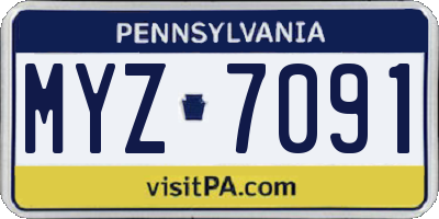PA license plate MYZ7091