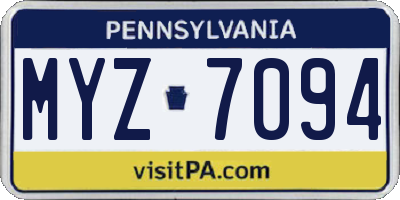 PA license plate MYZ7094
