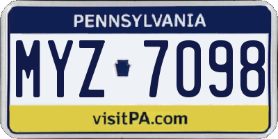 PA license plate MYZ7098