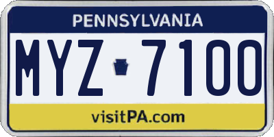 PA license plate MYZ7100