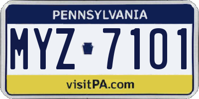 PA license plate MYZ7101