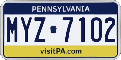 PA license plate MYZ7102