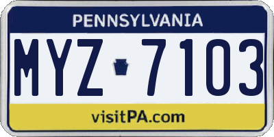 PA license plate MYZ7103