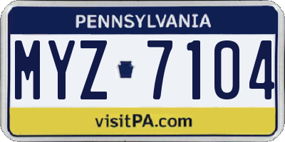 PA license plate MYZ7104