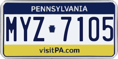 PA license plate MYZ7105