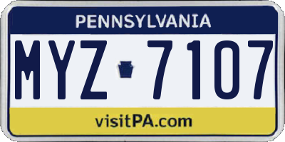 PA license plate MYZ7107