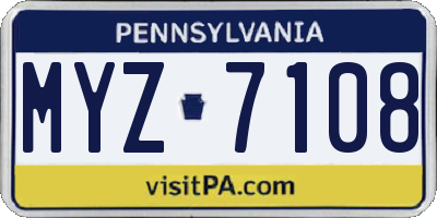 PA license plate MYZ7108