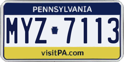 PA license plate MYZ7113