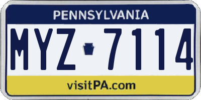 PA license plate MYZ7114