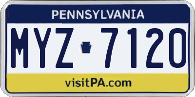 PA license plate MYZ7120