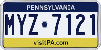 PA license plate MYZ7121