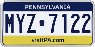 PA license plate MYZ7122
