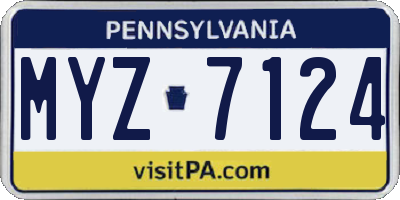 PA license plate MYZ7124